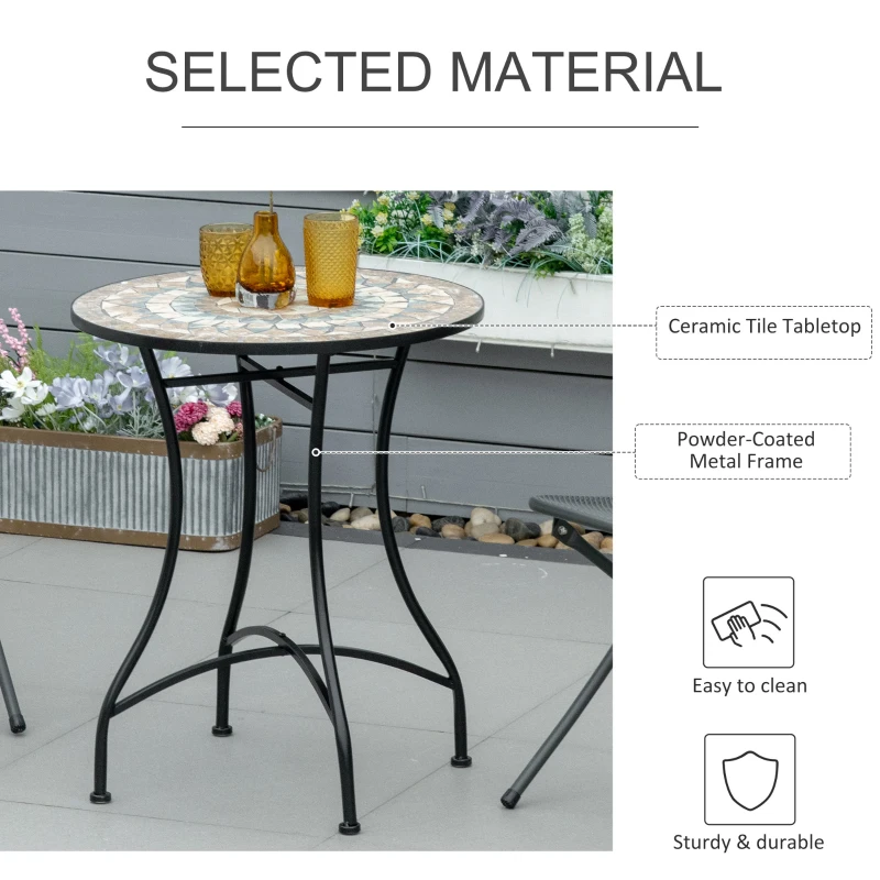 Outsunny Φ60cm Mosaic Outdoor Patio Table - Green