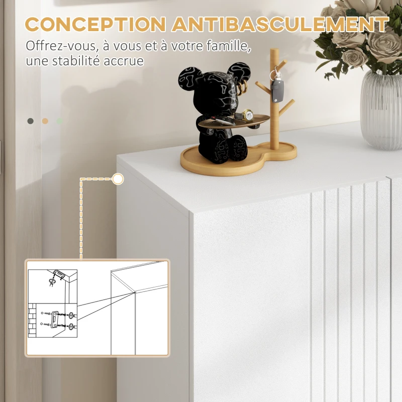 HOMCOM Meuble à chaussures 20 paires, armoire à chaussures moderne avec portes à fermeture douce, étagères réglables, blanc(m-7)