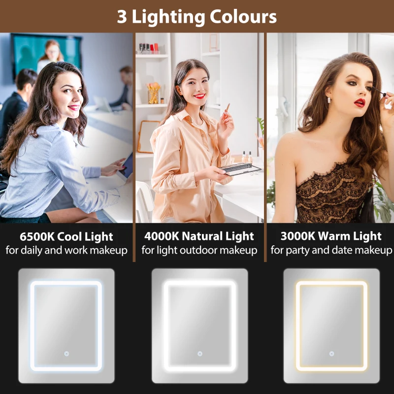 HOMCOM Small Vanity Desk with Mirror and LED Lights, Compact Dressing Table with Drop Leaf, Open Shelves and Drawer, White