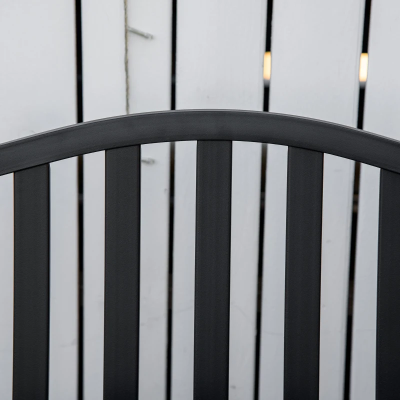 Outsunny Metal Outdoor Bench with Liftable Middle Table, Patio Loveseat, Garden Bench for Garden, Porch, Seats 2–3 People, Black