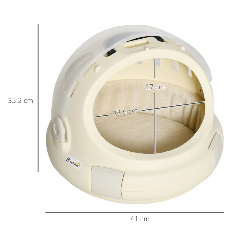 PawHut Cat Carrier & House, Portable Washable Basket with Removable Cushion for Cat or Small Dog - Easy to Clean, 41 x 41 x 35.2 cm, Beige