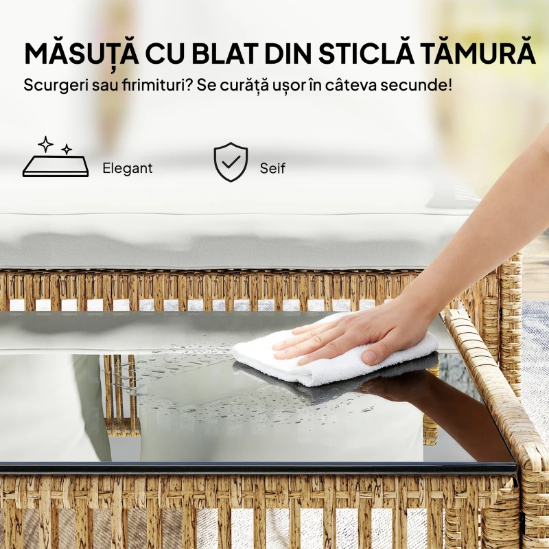 Outsunny Set de Mobilier de Grădină, Set de Grădină 3 Piese, Crem Natural