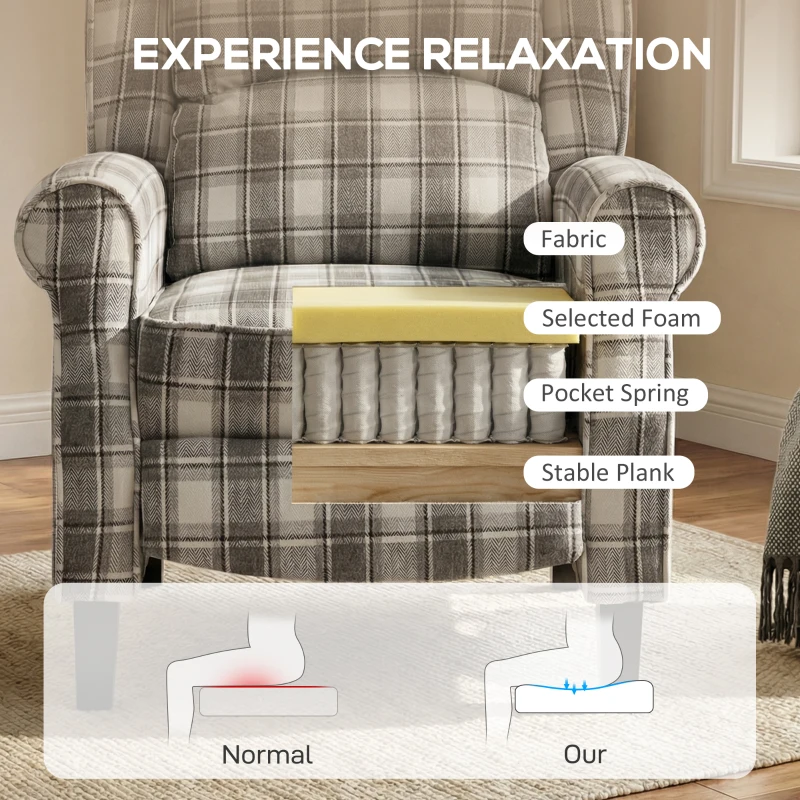 HOMCOM 160° Reclining Armchair, with Footrest - Grey and White