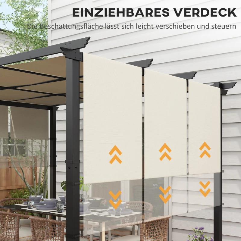 Outsunny Markise Sonnenschutz. Pergola, wetterbeständig,  inkl. Befestigungsmaterial, 3 x 3,5 m, Beige