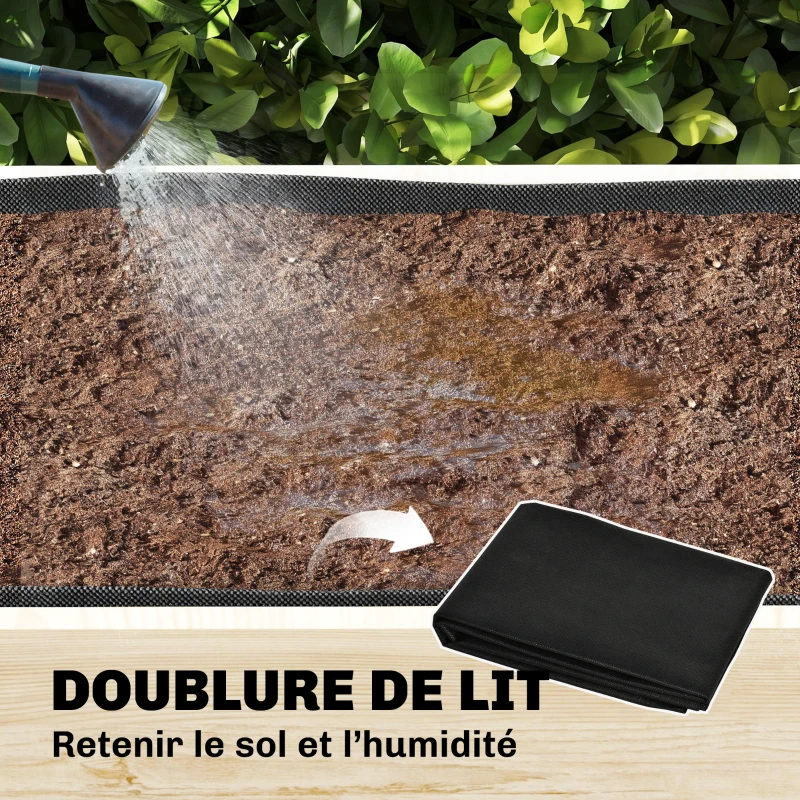 Outsunny Jardinière à 2 Niveaux avec Treillis, bac à fleurs, avec tissu non tissé, 108 x 62 x 120 cm, effet bois naturelle