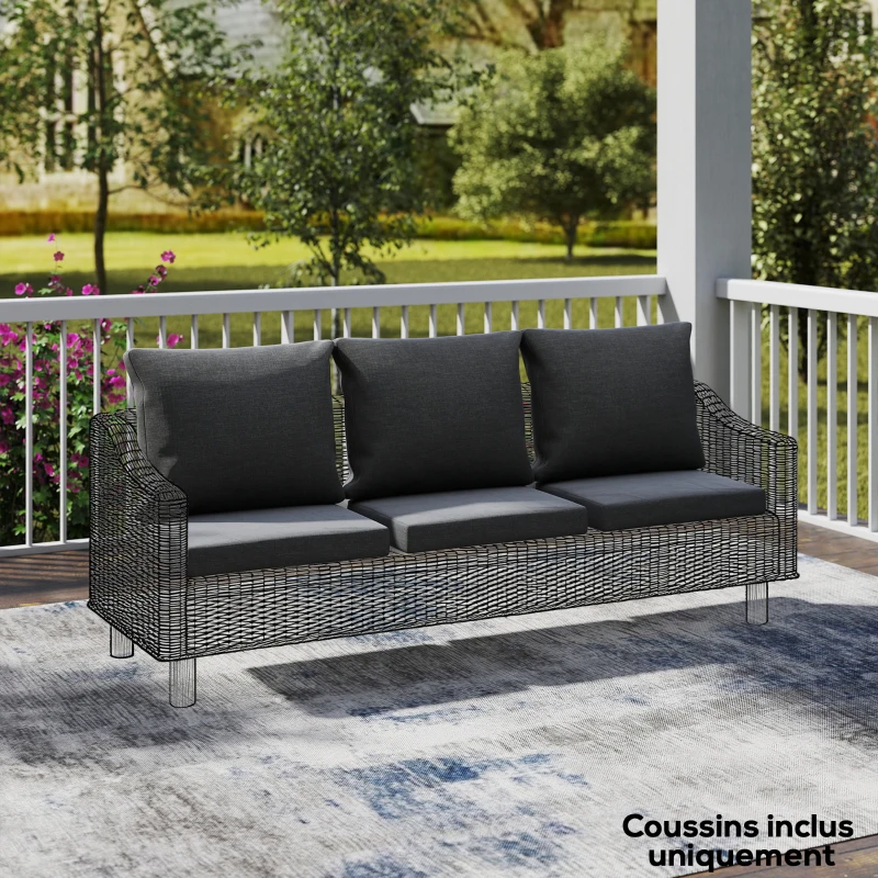 Outsunny Ensemble de 4 coussins pour salon de jardin 2 pour assise 56x52x7cm 2 pour dossier 56x45x17cm gris foncé