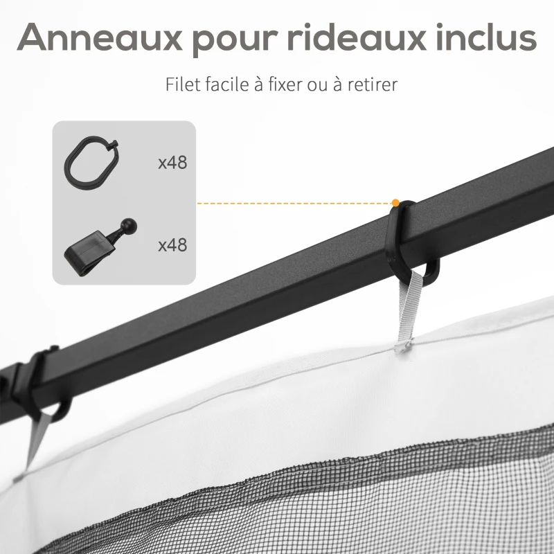 Outsunny Moustiquaires pour barnum de jardin 3 x 3 m - lot de 4 moustiquaires zippées + crochets d'attaches - polyester nylon