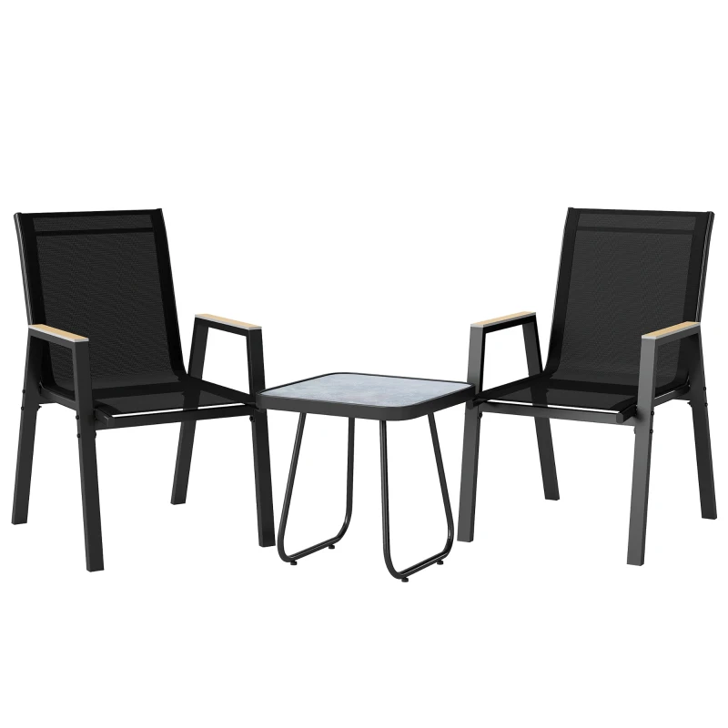 Outsunny Ensemble bistro extérieur 3 pièces, table avec pieds réglables