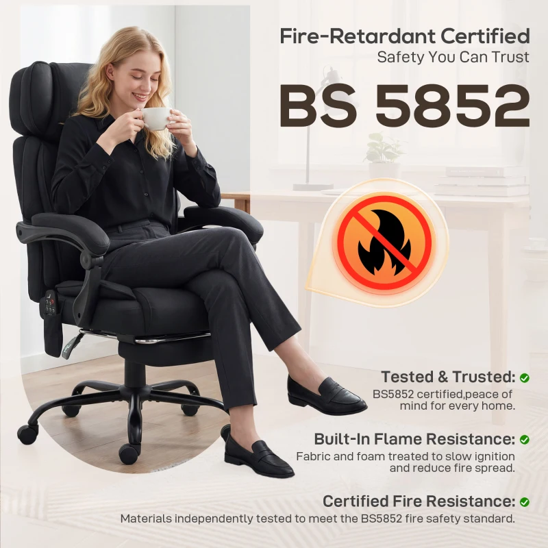 HOMCOM High Back Vibration Massage Office Chair Heated Reclining Computer Chair w/ Adjustable Height, Swivel Wheels, Black