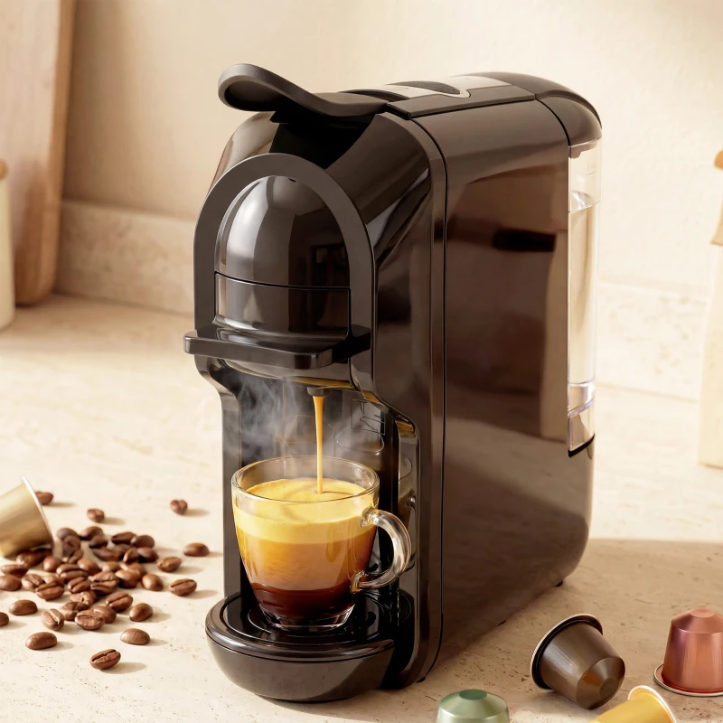 HOMCOM Pod Coffee Machine for Nespresso, Dolce Gusto Capsule & Ground Coffee, Small Semi Automatic Coffee Maker, 19 Bar, 0.6L