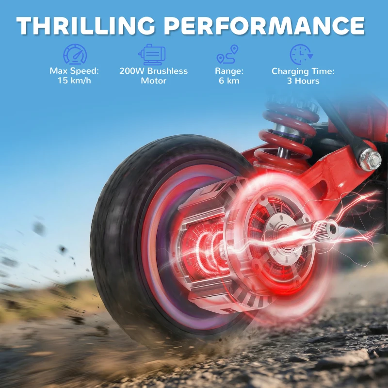 AIYAPLAY Foldable Kids Electric Scooter with LCD Display, Dual Shock Absorption, Up to 15 KM/H, Max Range 6 KM for Age 6-14, Red