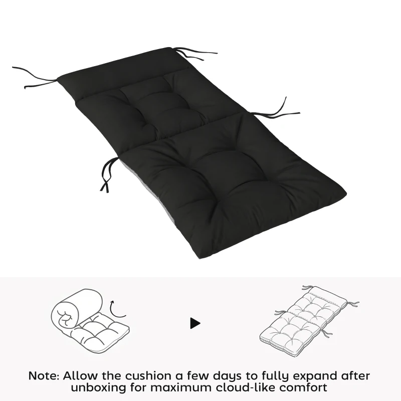 Outsunny Patio Chair Cushions Set of 4, Waterproof Non-Slip Lounge Chair Cushions, 112x53cm, Black