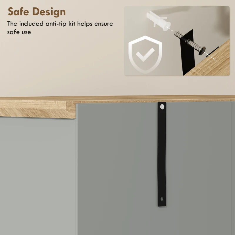 HOMCOM Kitchen Cupboard, 172cm Freestanding Storage Cabinet with Doors and Shelves, Grey