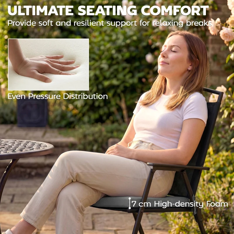 Outsunny Set of 6 Outdoor Seat Cushions with Machine Washable Cover, Water Repellent Seat Cushions Dark Grey