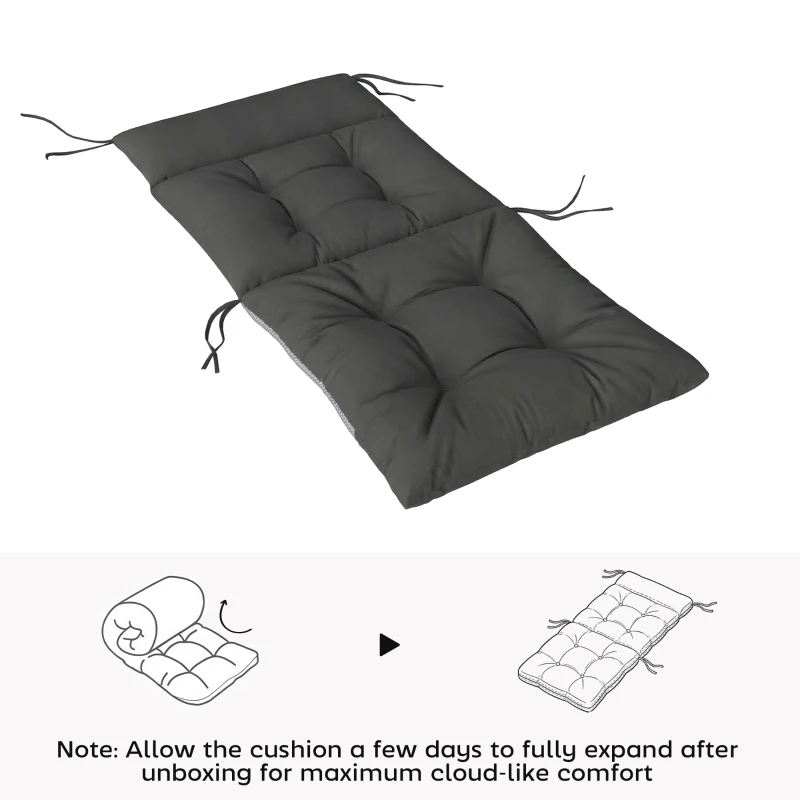 Outsunny Patio Chair Cushions Set of 4, Waterproof Non-Slip Lounge Chair Cushions, 112x53cm, Dark Grey