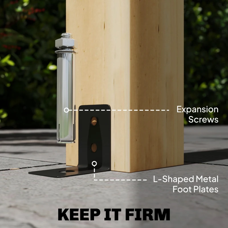 Outsunny 3 x 3 m Wooden Pergola Kit, Garden Pergola Gazebo Arch with Trellis for Climbing Vines, Flowers, Nature Wood Finish