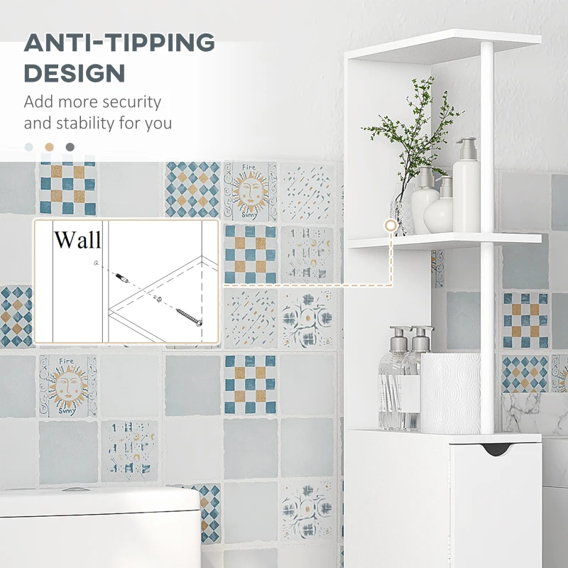 HOMCOM Slim Bathroom Storage Cabinet with Drawers, Tall Bathroom Cupboard with 2-Tier Shelf, White