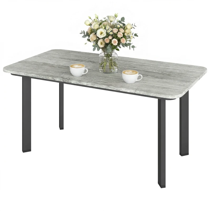 Outsunny Outdoor Garden Coffee Table, Garden Table with Slatted Wood Plastic Composite Top and Metal Frame, Grey