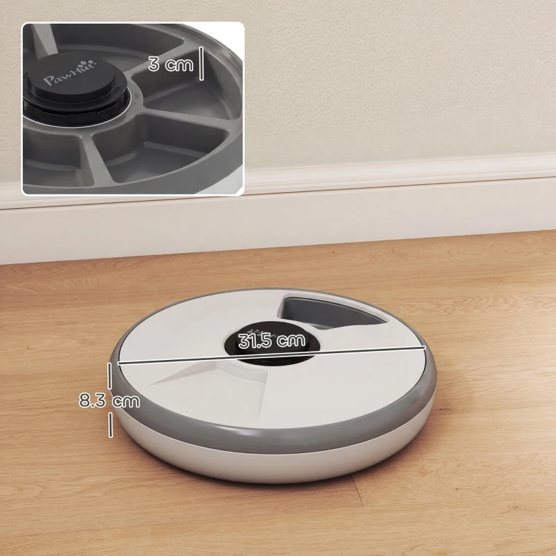 PawHut Automatic Cat Feeder Programmable Timer for Dry Wet Food Cat Food Dispenser with Ice Pack for 6 Meals