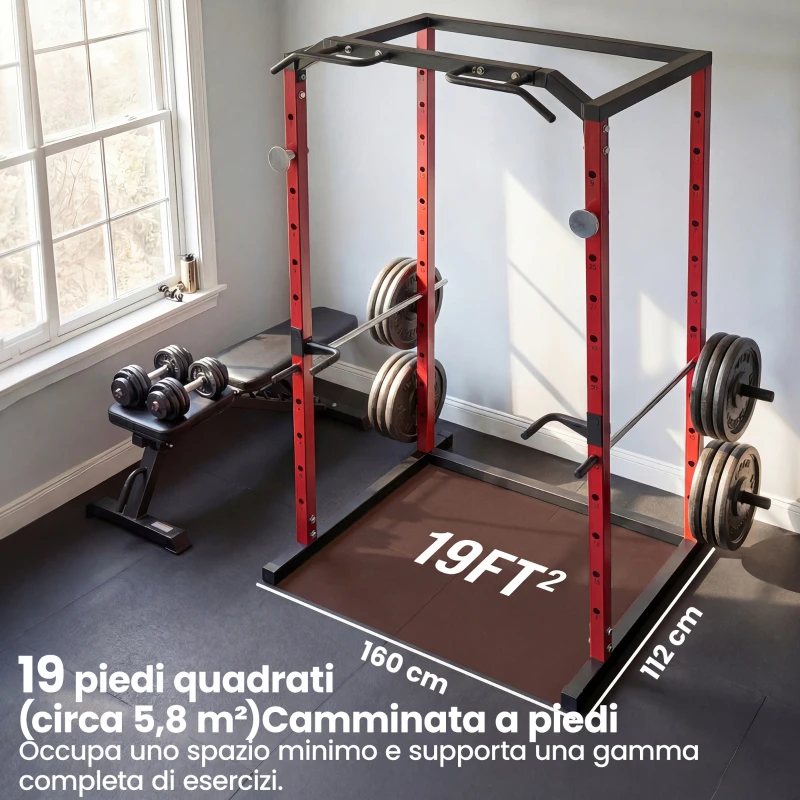 SPORTNOW Power Cage, Rack Regolabile con Capacità di 460KG