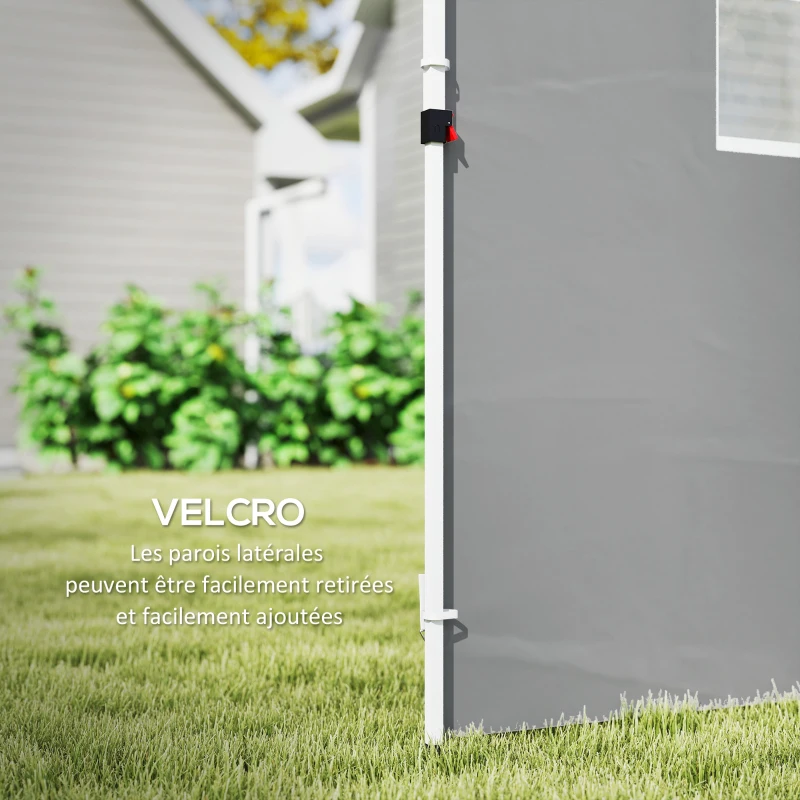 Outsunny Parois latérales pour tonnelle 3 x 3 m panneaux pour pavillon avec fenêtre lot de 2 tissu Oxford gris clair