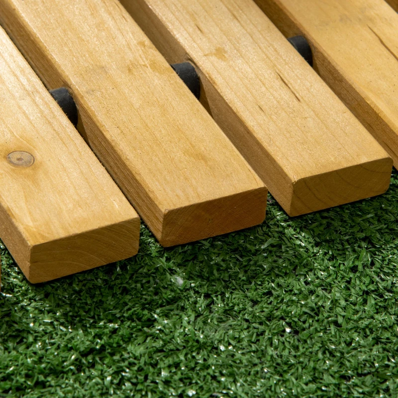 Outsunny Rollweg Gartenweg 185 x 60  cm, Ausrollbarer Holzweg, Gehweg aus Tannenholz für Garten, Terrasse, Strand