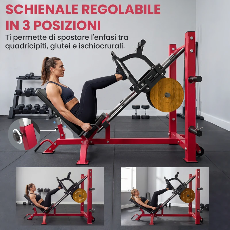 SPORTNOW Leg Press Machine con Ruote, Macchina Regolabile per Gambe e Squat