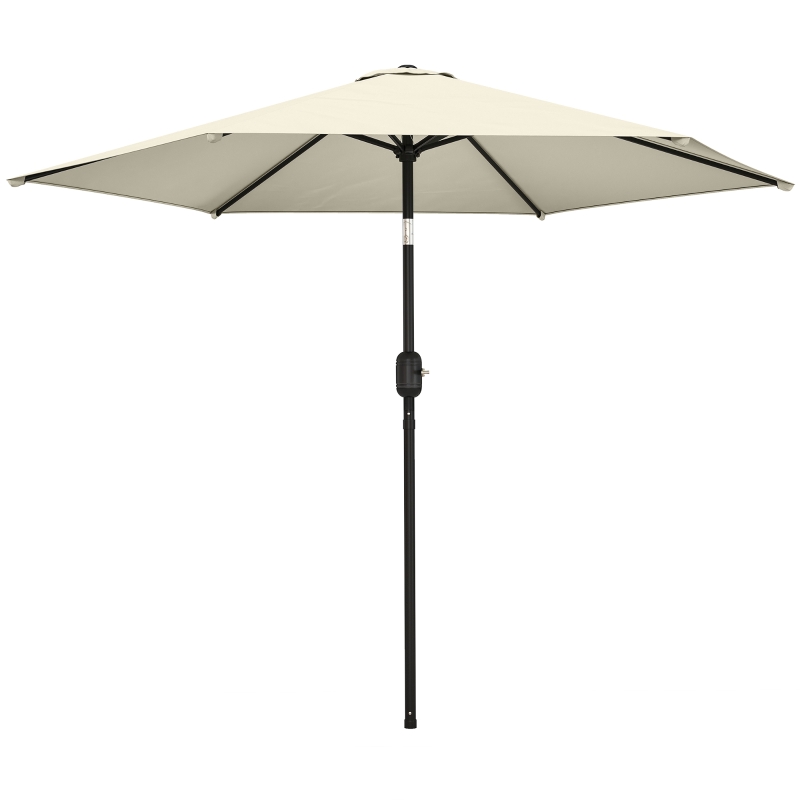 Outsunny 2.6 m Garden Parasol Umbrella with Aluminium Pole, Outdoor Patio Umbrella with Tilt and Crank, Vent, Cream White