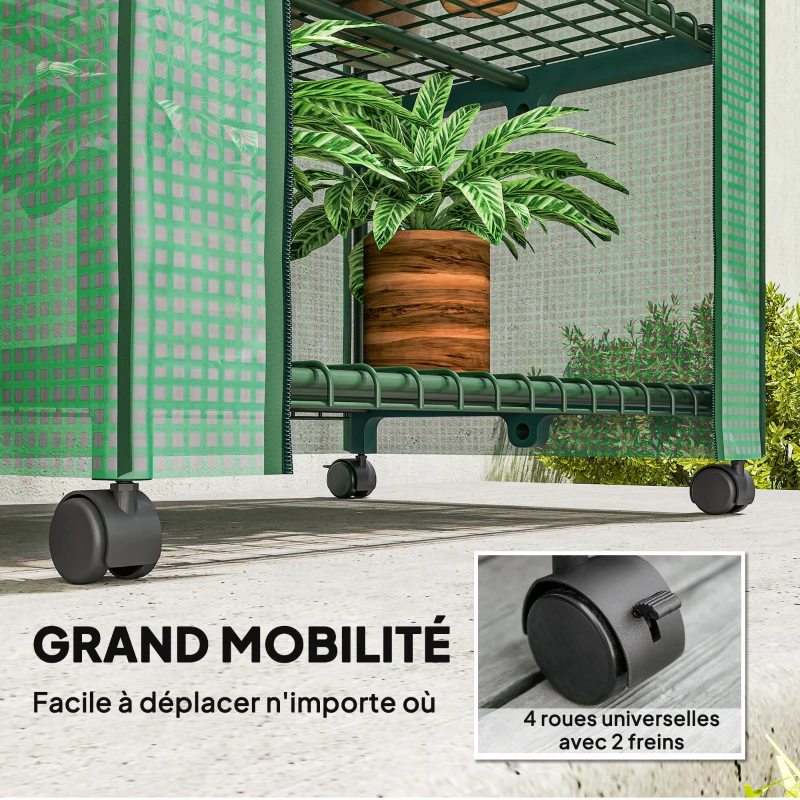 Outsunny Serre de jardin balcon étagère serre 4 niveaux 69L x 50l x 165H cm acier époxy bâche amovible PE haute densité vert