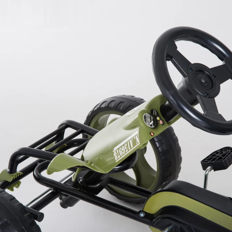 HOMCOM Pedal Go Kart, Kids Ride On Racer with EVA Tyres, Manual Clutch, Braking, Adjustable Seat for Age 3-6 Years, Green