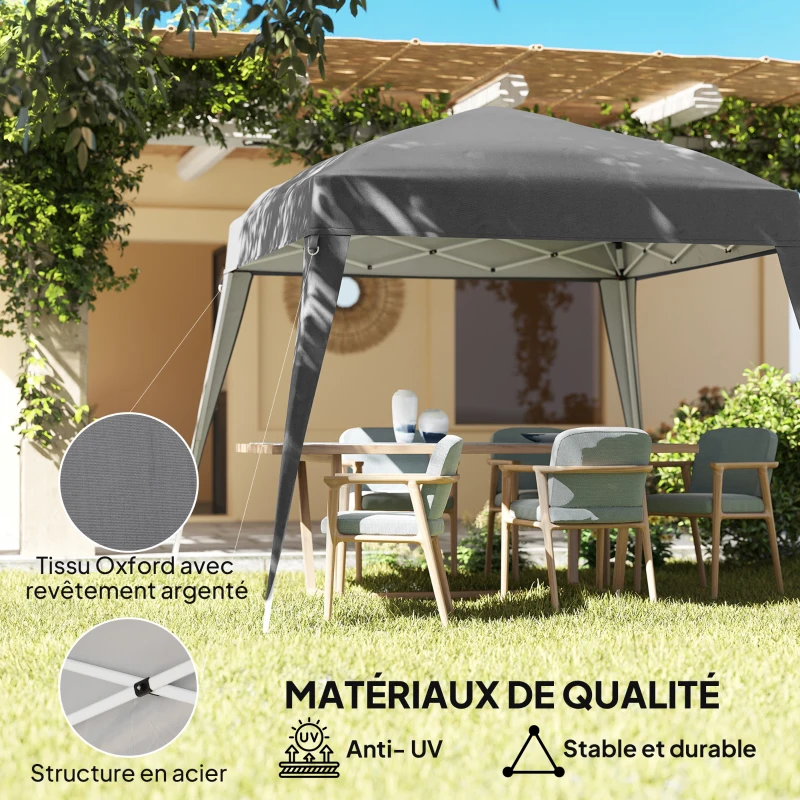 Outsunny Garden Canopy 3x3m Pop-up Folding Tent Steel Waterproof Polyester UV-Resistant with Carry Bag Gray