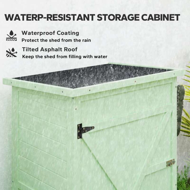 Outsunny Drewniany schowek ogrodowy z półkami, zamykanymi drzwiami, podłogą i skośnym dachem, 75 x 56 x 115 cm