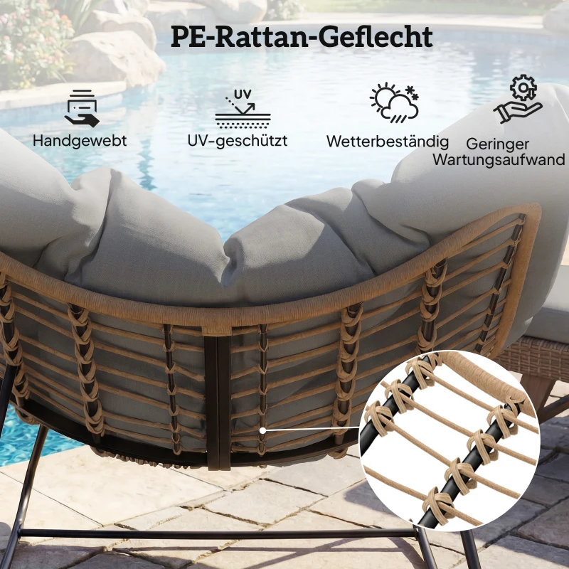 Outsunny Schaukelstuhl Schaukelsessel mit Kissen wetterfest Gartenstuhl bis 120 kg belastbar für Wohnzimmer Garten, Rasen Grau