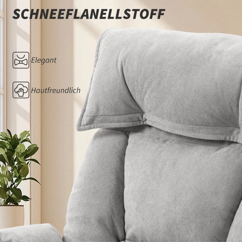 HOMCOM Bürostuhl Neigbar Höhenverstellbar Schreibtischstuhl mit Armlehne Fußstütze hoher Rückenlehne 75 x 77 x 110-118 cm Grau