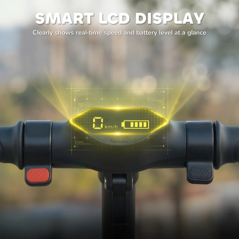 AIYAPLAY Foldable Kids Electric Scooter with LCD Display, Dual Shock Absorption, Up to 15 KM/H, Max Range 6 KM for Age 6-14, Red