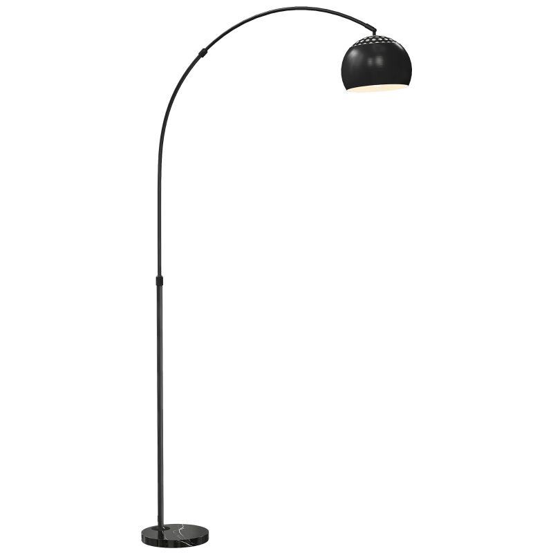 HOMCOM Arc Floor Lamp for Living Room, Modern Adjustable Standing Lamp with Faux Black Marble Base Black