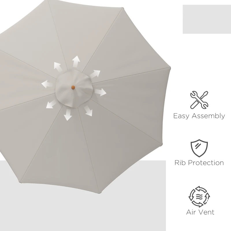 Outsunny 3.3m Elegant Wooden Parasol - Grey