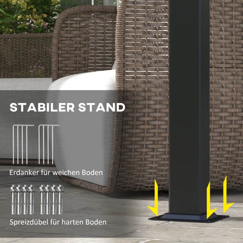 Outsunny Markise Sonnenschutz. Pergola, wetterbeständig,  inkl. Befestigungsmaterial, 3 x 3,5 m, Beige