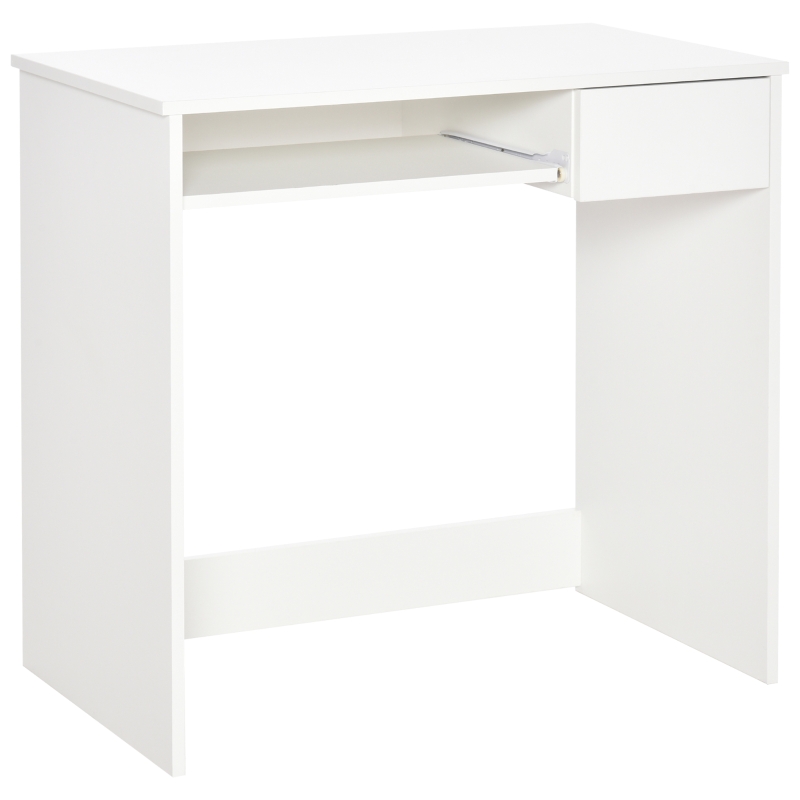 HOMCOM Bureau, 80x45x75 cm - Bureau gain de place avec plateau clavier, tiroir pour documents, Blanc