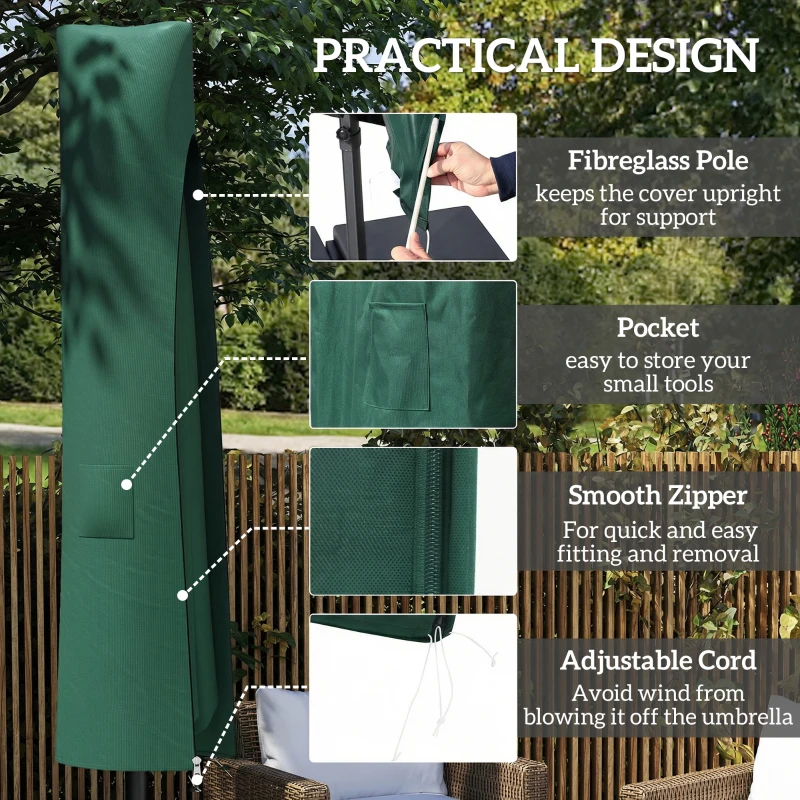 Outsunny Garden Parasol Cover, Waterproof Cantilever Banana Umbrella Protector, 240 x 48/70 cm for 3 m Cantilever Parasol