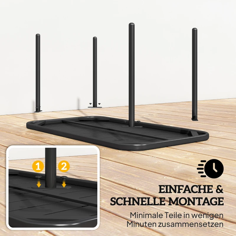 Outsunny Outdoor-Couchtisch, wetterfester rechteckiger Metall-Patiotisch mit Lamellentischplatte für den Außenbereich