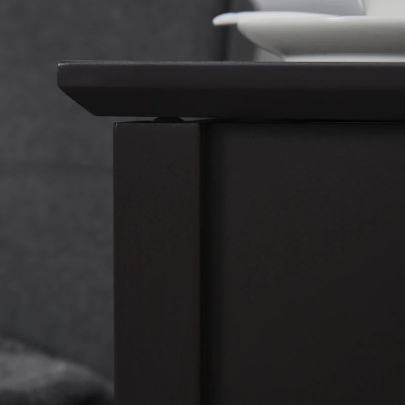 HOMCOM End Table, Narrow Side Table with Flip Top , Shelf, Dark Coffee