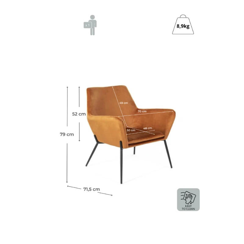 E-STYLO Poltrona moderna in velluto, ideale per arredare con eleganza soggiorni, salotti e zone living