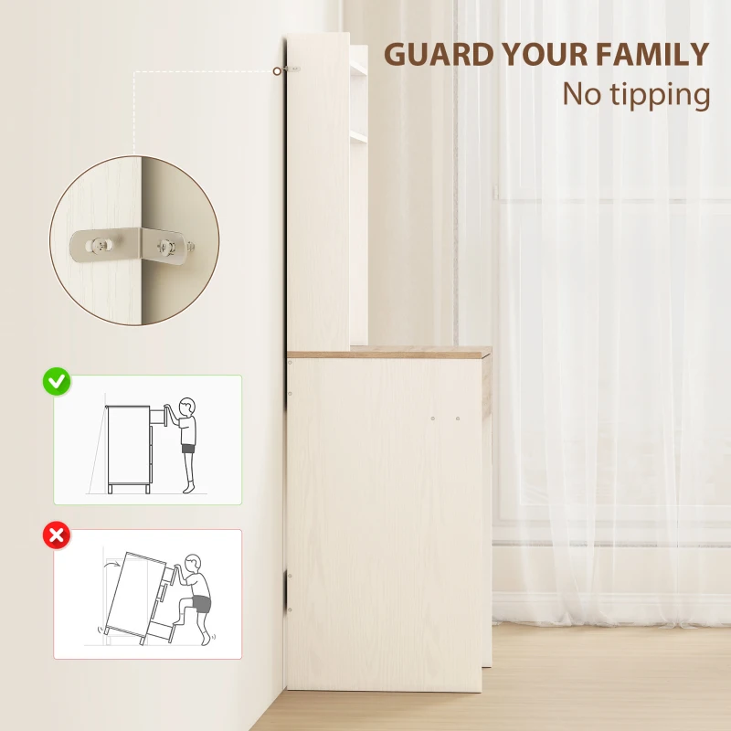 HOMCOM Small Vanity Desk with Mirror and LED Lights, Compact Dressing Table with Drop Leaf, Open Shelves and Drawer, White