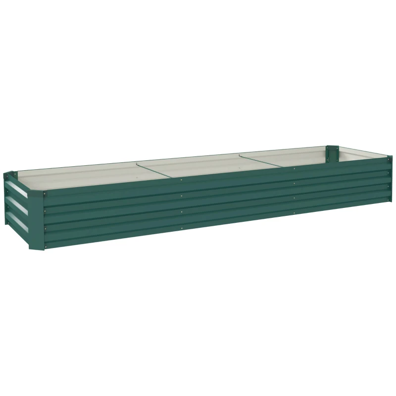 Outsunny Carré potager rectangulaire, lit de jardin surélevé en acier galvanisé, fond ouvert, 240 x 60 x 30 cm, vert