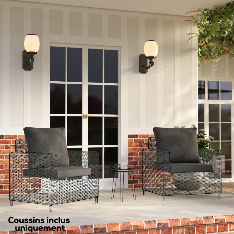 Outsunny Ensemble de 4 coussins pour salon de jardin 2 pour assise 56x52x7cm 2 pour dossier 56x45x17cm gris foncé