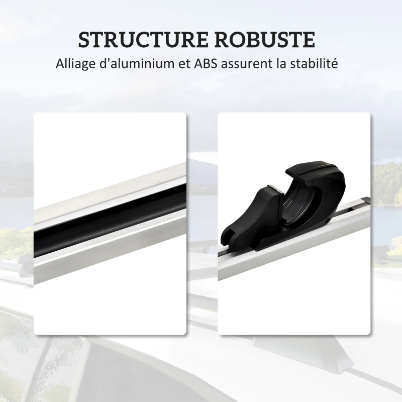 HOMCOM 135 cm Cross Car Roof Bars, Lockable Roof Rack 2 Keys Included, Aluminum Alloy, Compatible with Raised Side Rails up to 120 cm, Silver