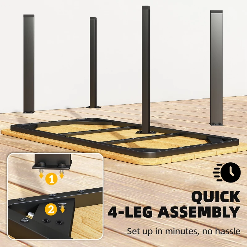 Outsunny Outdoor Garden Coffee Table, Garden Table with Slatted Wood Plastic Composite Top and Metal Frame, Brown