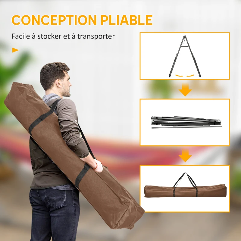 Outsunny Support de Hamac Pliable, Cadre de Hamac Portable 2-en-1 Réglable avec Sac de Transport et Structure en Acier, Noir