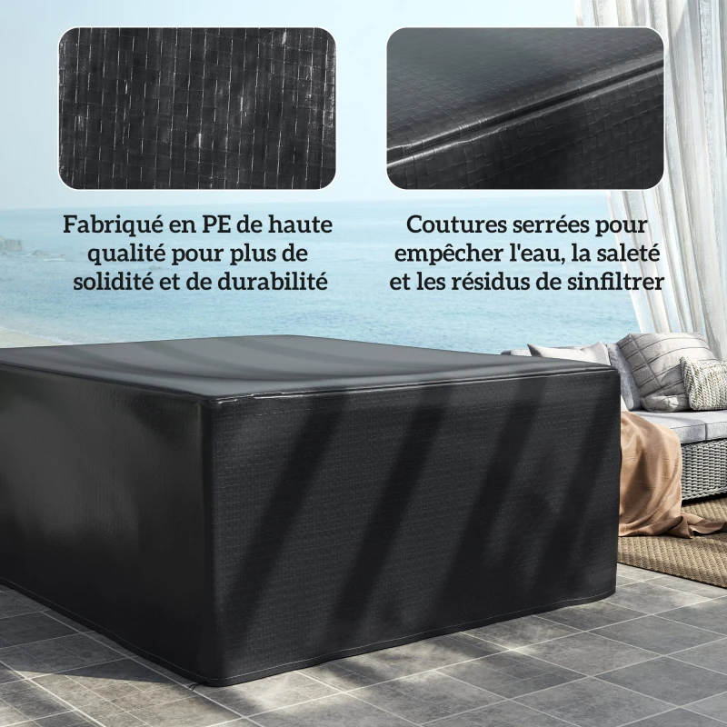 Outsunny Housse salon de jardin extérieure bâche de protection extérieure anti-UV  en polyéthylène 235 x 190 x 90 cm noir